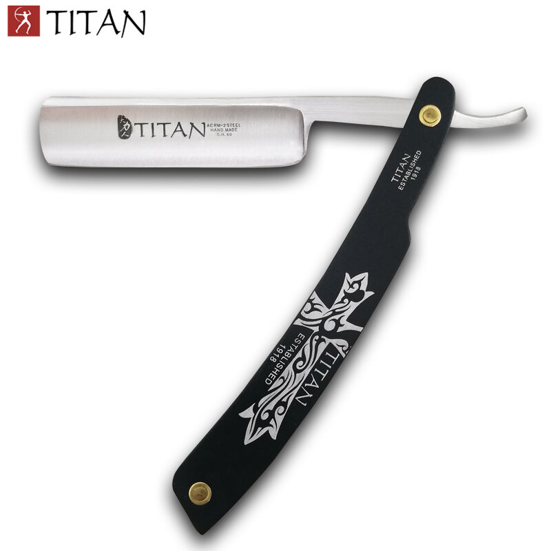 Titan-Sharp lâmina com madeira Handle, lâmina reta, aço lâmina, não afiada