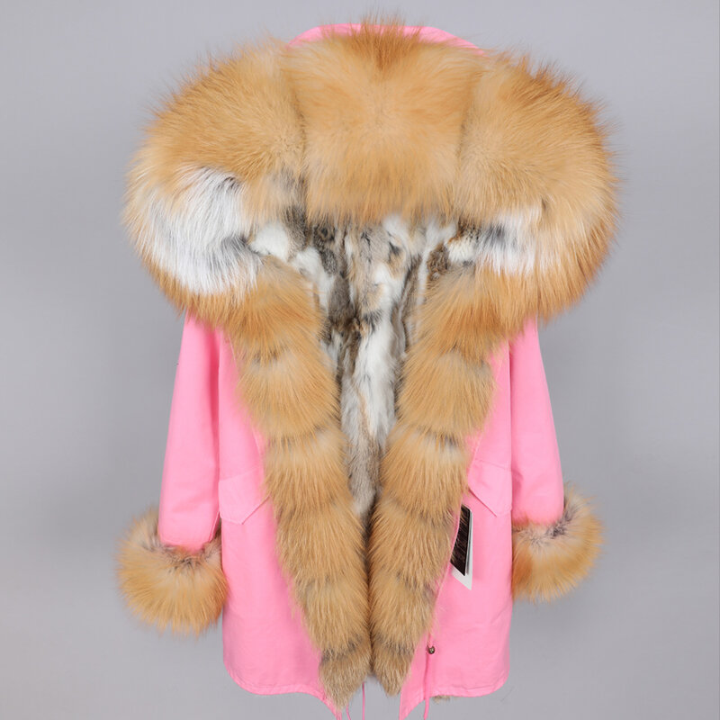 Maomaokong new fashion women's clothing Fox fur collar Parker Detachable rabbit fur lining Medium and long section Coat winter