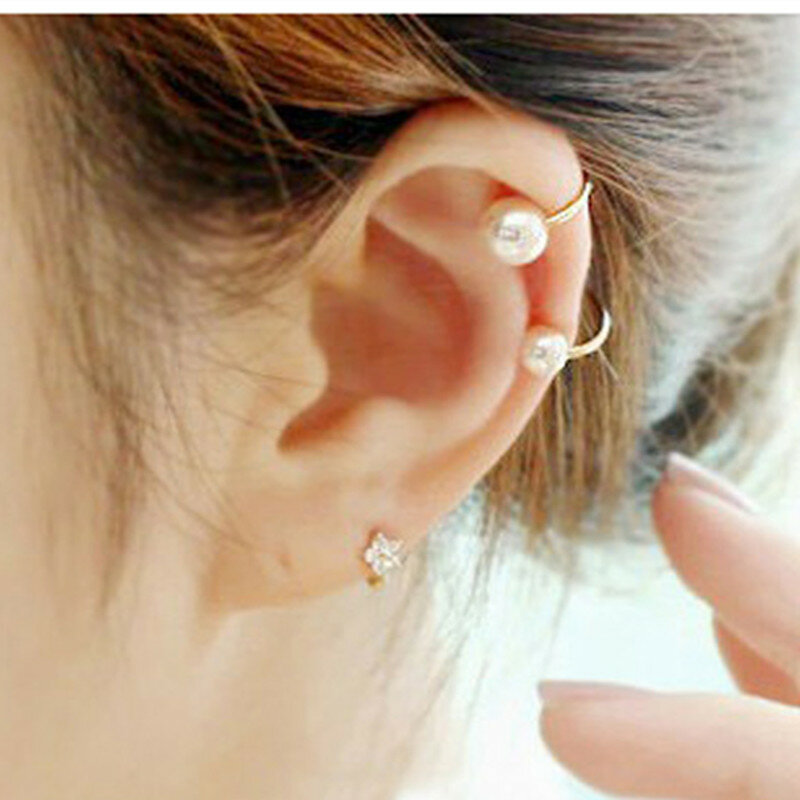 Novo clipe brincos earing simulado pérola orelha cuff brincos para mulher menina jóias presente pendientes boucle doreoreille bijoux