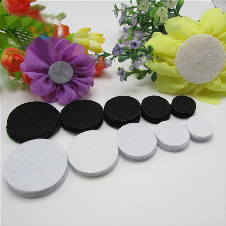 200 PCS DIY 2CM-4CM Round ellipse Felt circle fabric pads accessory patches Non-woven sew felt pads fabric flower accessories