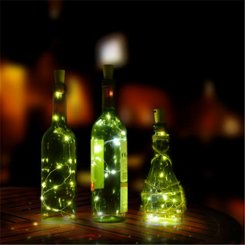 Luz da corda de cobre com rolha de garrafa 1m/2m cortiça em forma de garrafa de vinho luzes decoração para alloween festa de natal feriado