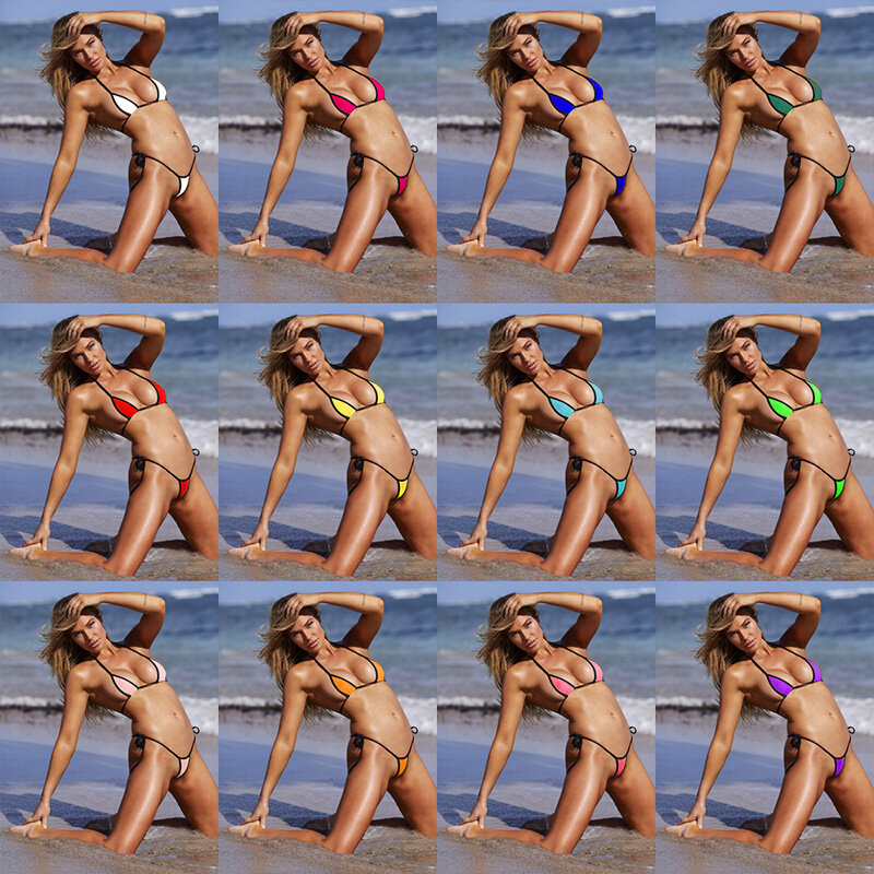 MSSNNG Tanga Bikini Set 2019 Sexy Push Up Bademode Frauen Micro Brasilianische Badeanzug Biquini Halter Zwei Stücke Bandage Badeanzug