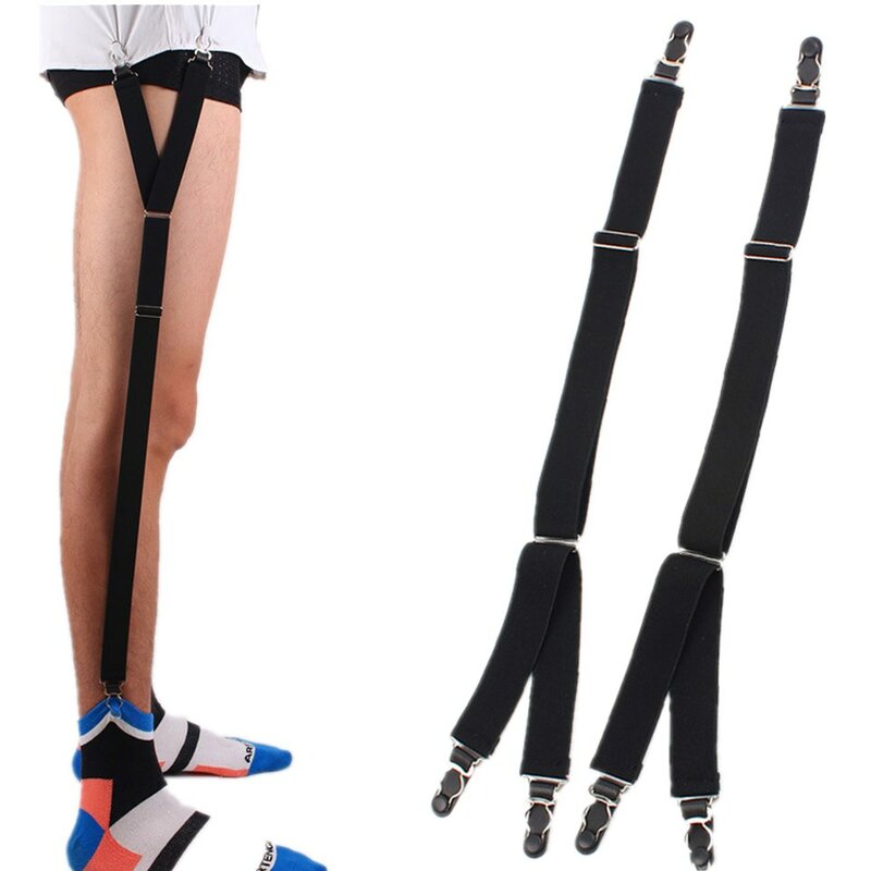 HUOBAO Mens Fashion Shirt Garters Y Shape  Adjustable Elastic Shirt Holders Straps Sock Non-slip Clamps Leg Suspenders