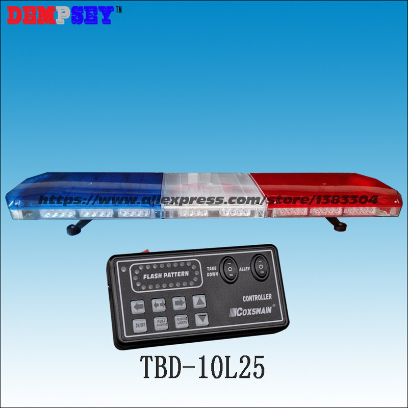 TBD-10L25 عمود إضاءة LED ، مقاوم للماء ، لسيارات الإسعاف/سيارة مطافئ/الشرطة/السيارة ، 18 أنماط فلاش ،
