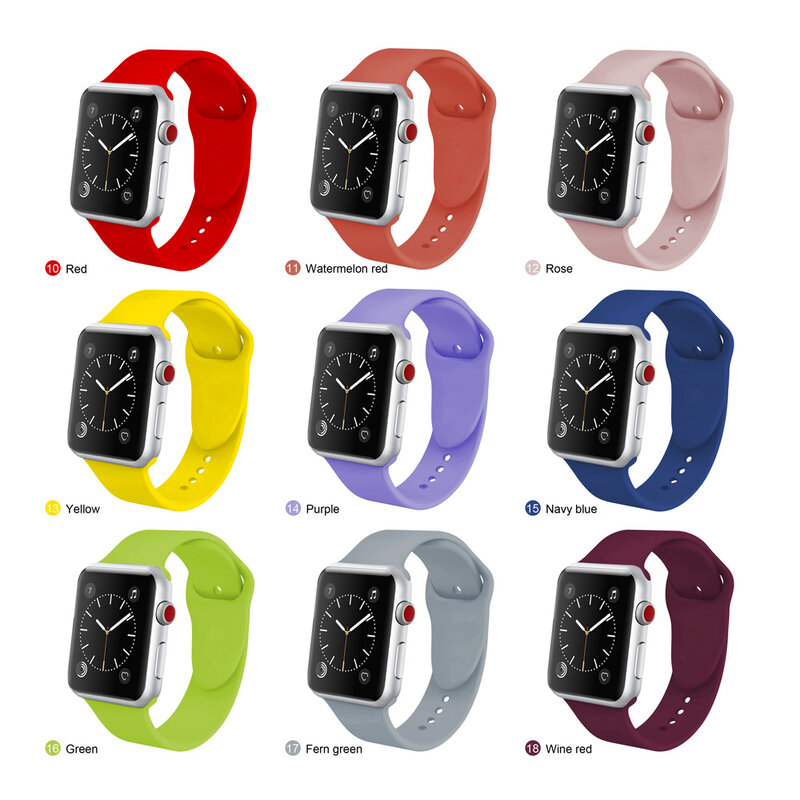2019 nueva correa de silicona deportiva para iWatch 1/2/3/4/5 correa de reloj Apple 38mm 40mm 42mm 44mm pulsera de correa de reloj inteligente para mujeres y hombres