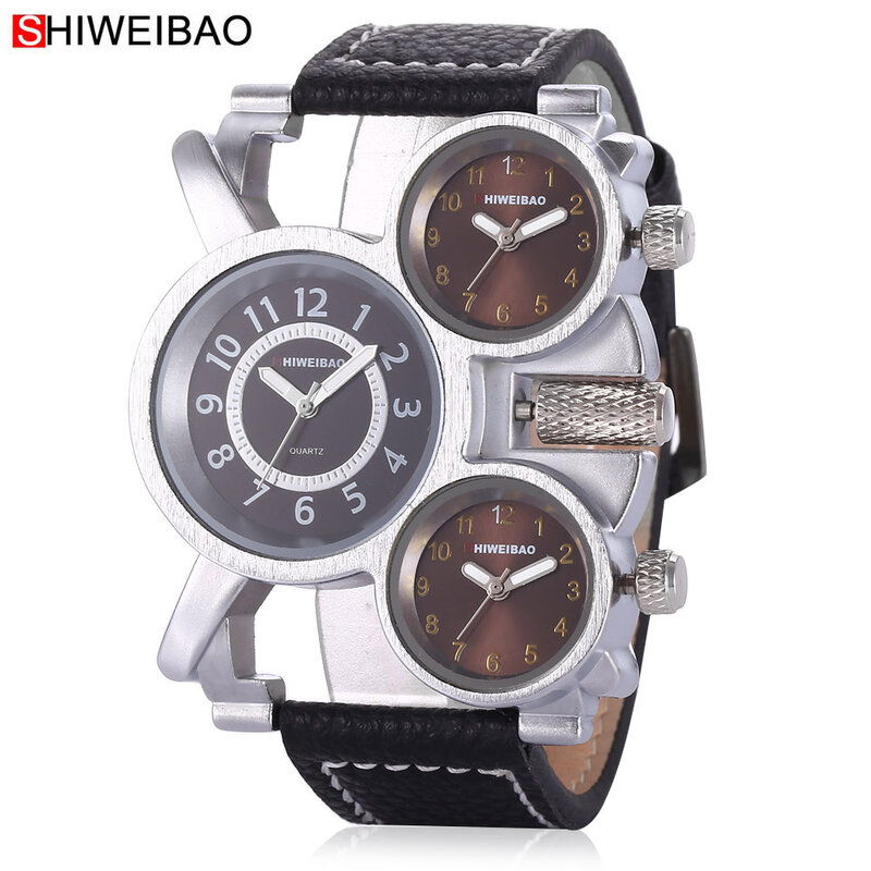 Shiweibao-Reloj de pulsera de cuarzo para hombre, cronógrafo informal de marca de lujo, con cuatro zonas horarias, militar, D3612A