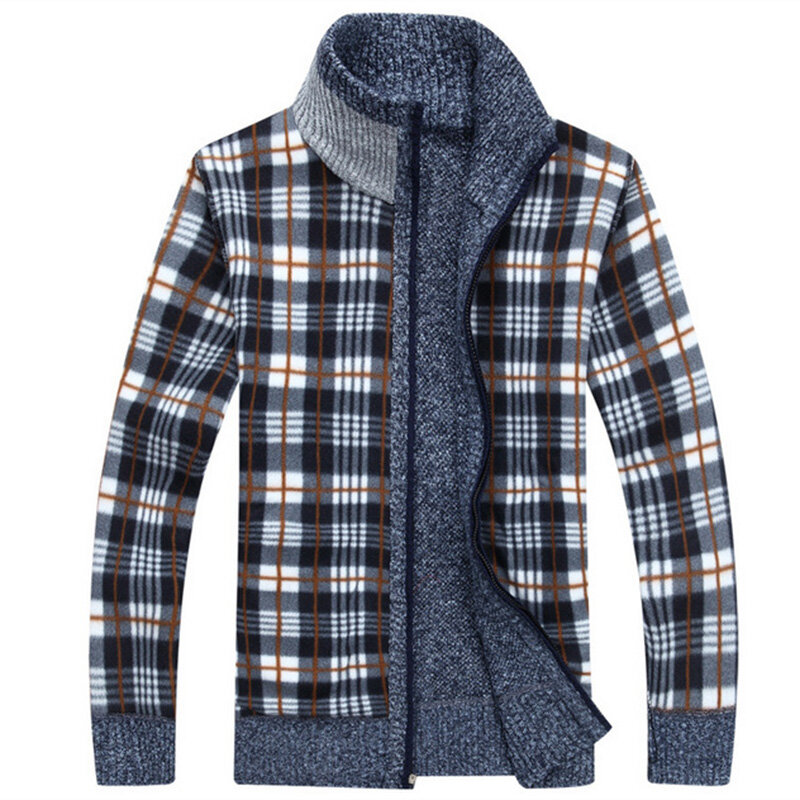 Suéter de lana de Cachemira para hombre, cárdigan de lana gruesa delgada con cremallera, abrigo de punto cálido, 4XL, AG1383, Otoño e Invierno