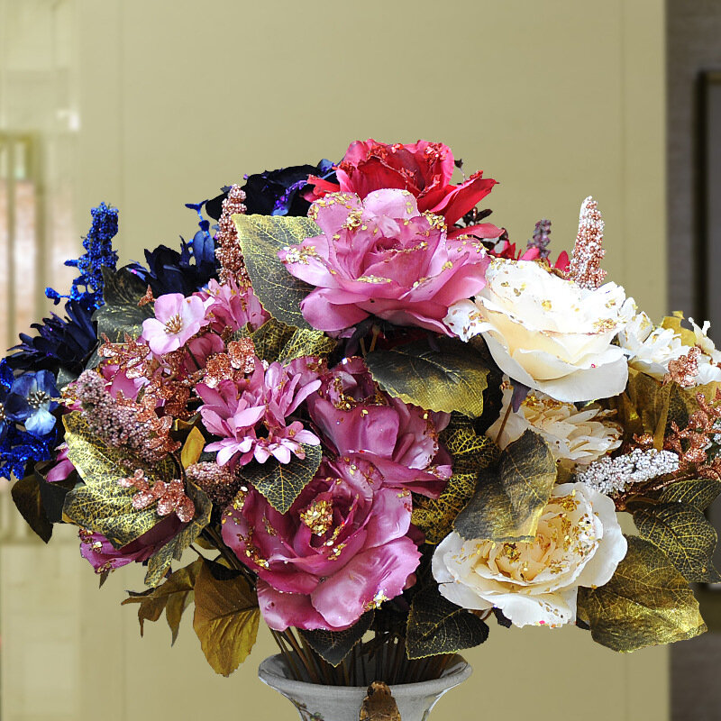 Rumah Impian AS Taobao Laris Retro Royal Rose Bunga Buatan Kain Sutra Dihiasi Bunga Buatan Tinggi