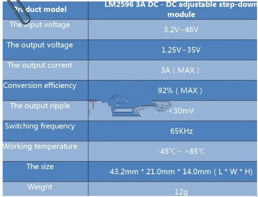 5 unids/lote nueva LM2596 DC-DC convertidor M o d u l e DC 4,0 ~ 40 a 1,3 -regulador de voltaje ajustable de 37 V en oferta
