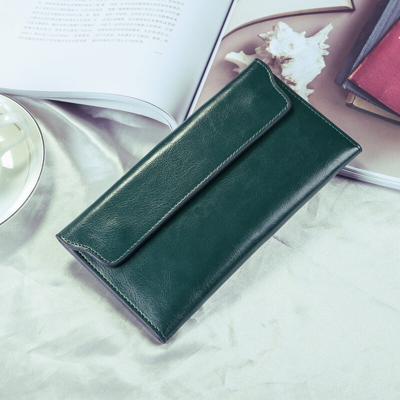 ESUFEIR marque 2020 mode en cuir véritable femmes portefeuille longue peau de vache porte-cartes multiples pochette femme sac à main portefeuilles Standard