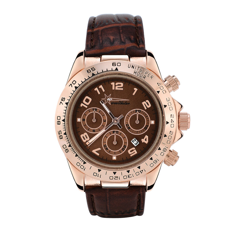 Wealthstar marca designer relógio masculino esportes ao ar livre pulseira de couro quartzo relógios relojes hombre marca famosa data automática