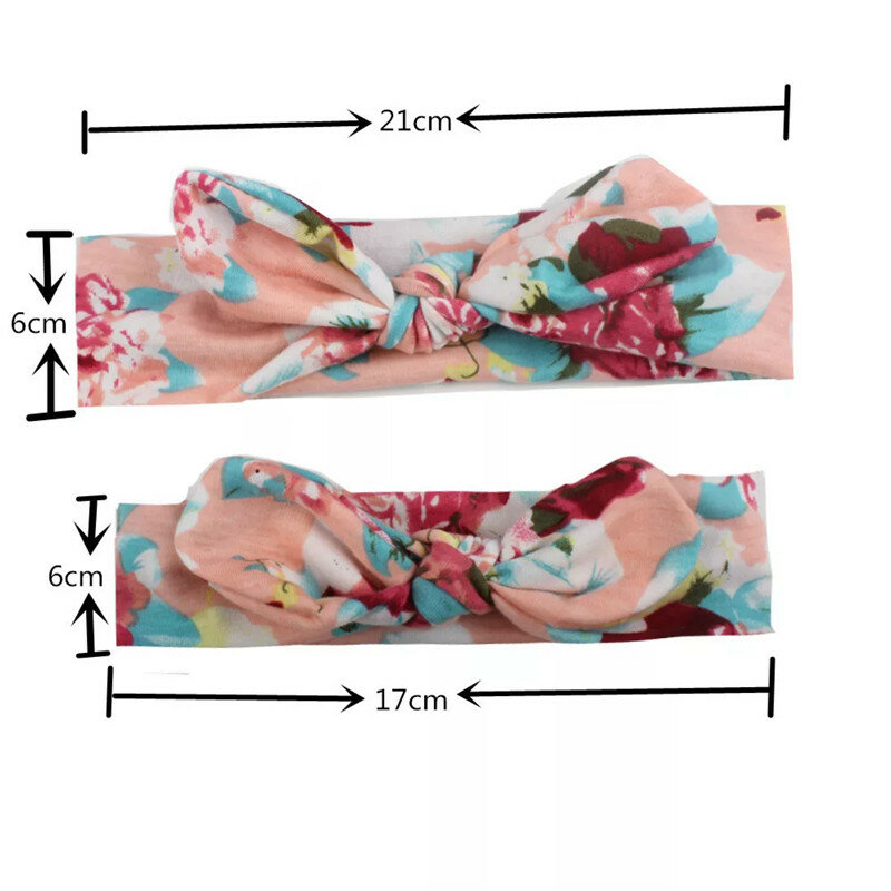 MIXIU 2pcs Mom Mother & Baby Headbands Kids Girl Boys Bow Hairband Print Floral Elastic Hair Bands Parent-Child Hair Accessories