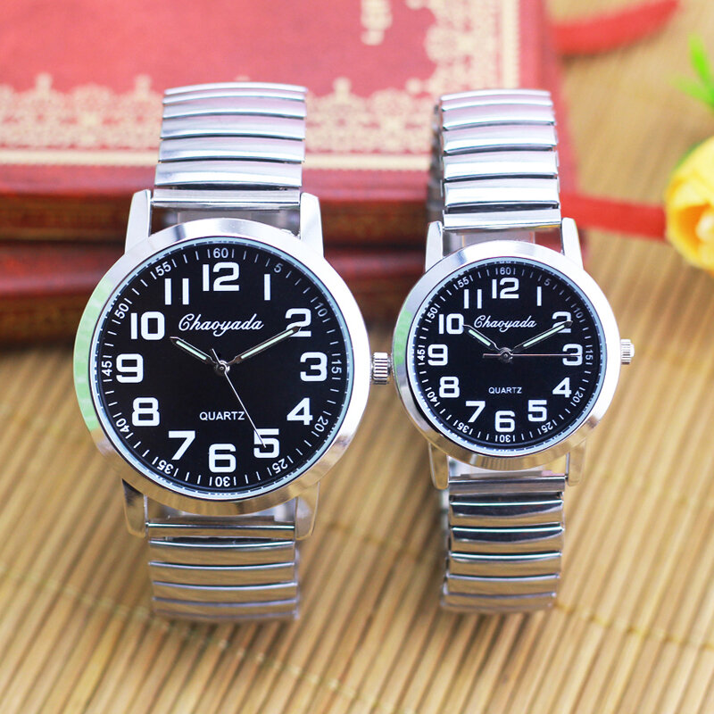 Relógio de pulso em aço inoxidável com alça elástica flexível para homens e mulheres, relógio eletrônico simples, ponteiros luminosos, casais, amantes, relógios de pulso, 2023