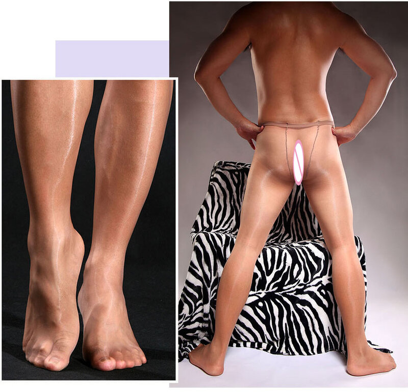 10D Oil Shine Full Sheer with Open Penis Cover Sheath Pantyhose For Men Sexy Tights Socks Extremly Elastic DOYEAH 0818