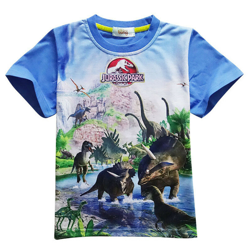 T-shirt Meninos Roupas Mundo Jurássico Parque jurássico Dinossauro de Manga Curta Kids summer t shirt Roupa Do Bebê Meninos Vestuário 3-12Y