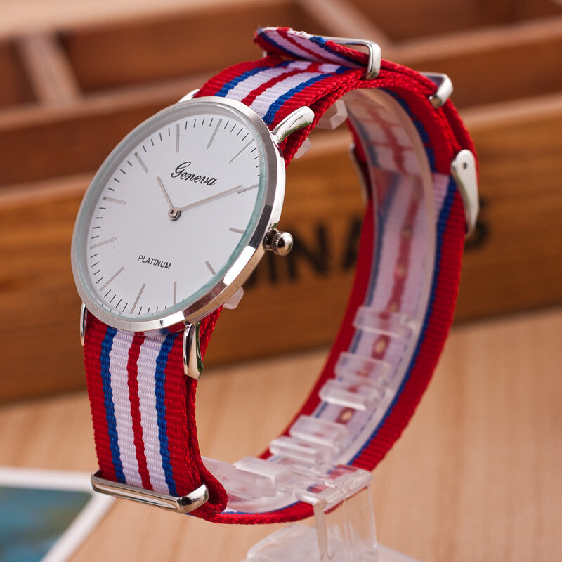 Minhin genebra moda feminina relógio de pulso de quartzo ultra-fino banda de náilon relógio de pulso neutro design simples senhoras marca