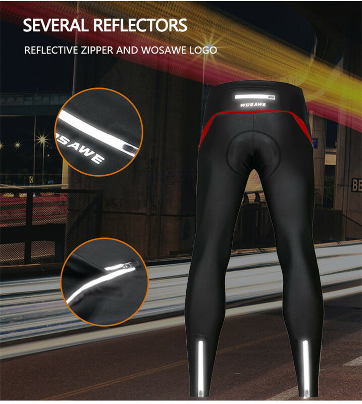 WOSAWE męskie rajstopy rowerowe podkładka żelowa spodnie na szelkach MTB zimowe termiczne MTB szosowe spodnie rowerowe wyściełane Legging kolarstwo spodenki