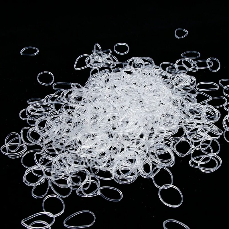 600 pcs Clear Transparent Ponytail Holder Elastic Rubber Band Hair Ties Ropes Rings Useful Unisex Headwear Hair Accessories