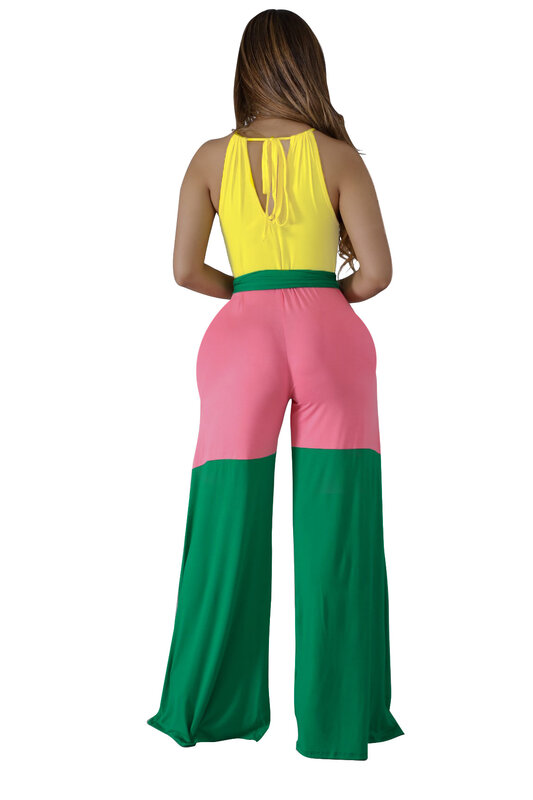 Женский комбинезон с широкими штанинами, винтажный комбинезон на бретелях-спагетти в стиле пэчворк, пляжные Свободные Комбинезоны в стиле бохо