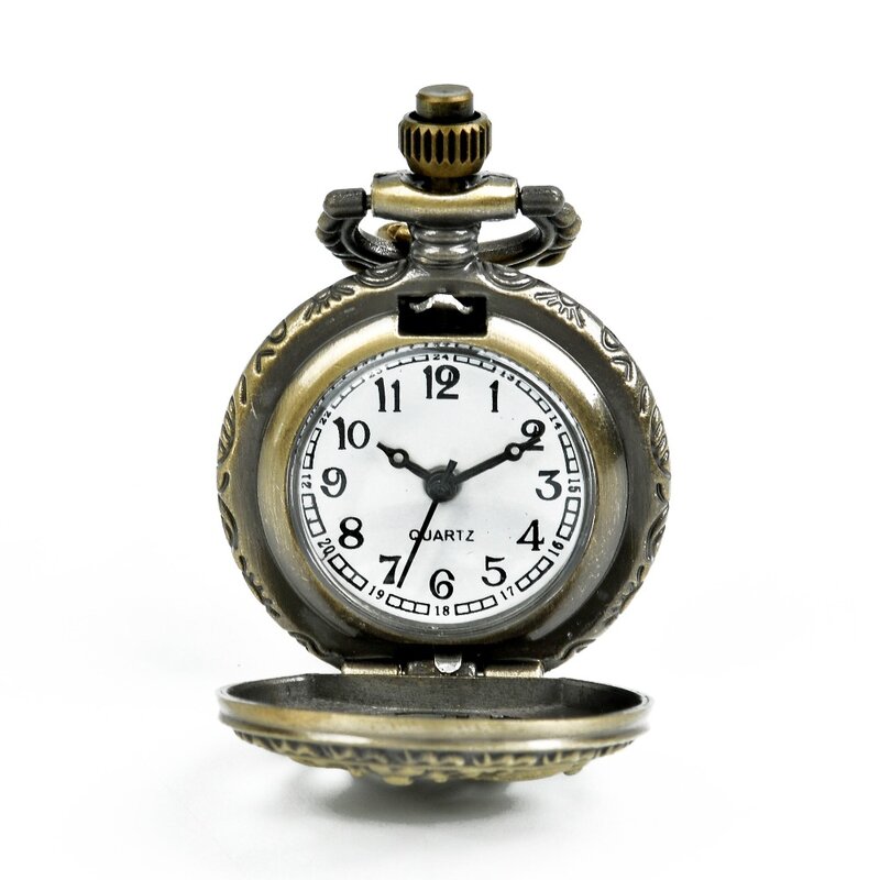 Libélula oca quartzo relógio de bolso com cadeia longa, flor vintage, oco, moda, estilo lazer