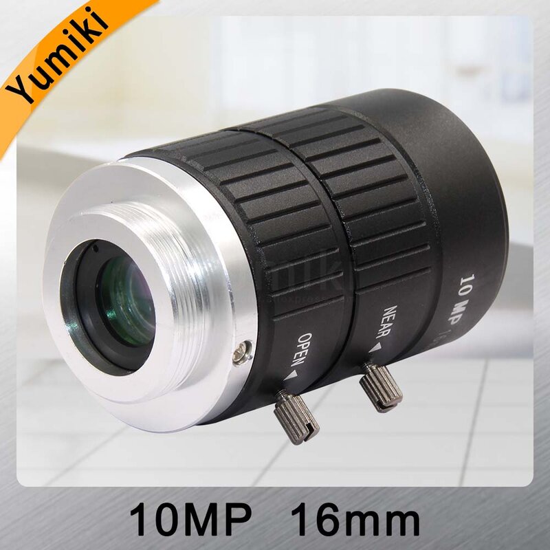 Объектив камеры видеонаблюдения Yumiki HD 10MP, 16 мм, F1.4 диафрагма, Крепление C для камеры видеонаблюдения или промышленного микроскопа, дорожное наблюдение