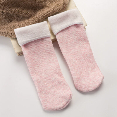 Calcetines térmicos gruesos de lana de cachemira para mujer, botas de nieve informales de Color sólido, calcetines de piso de algodón suave, calcetines cálidos de invierno, 1 par