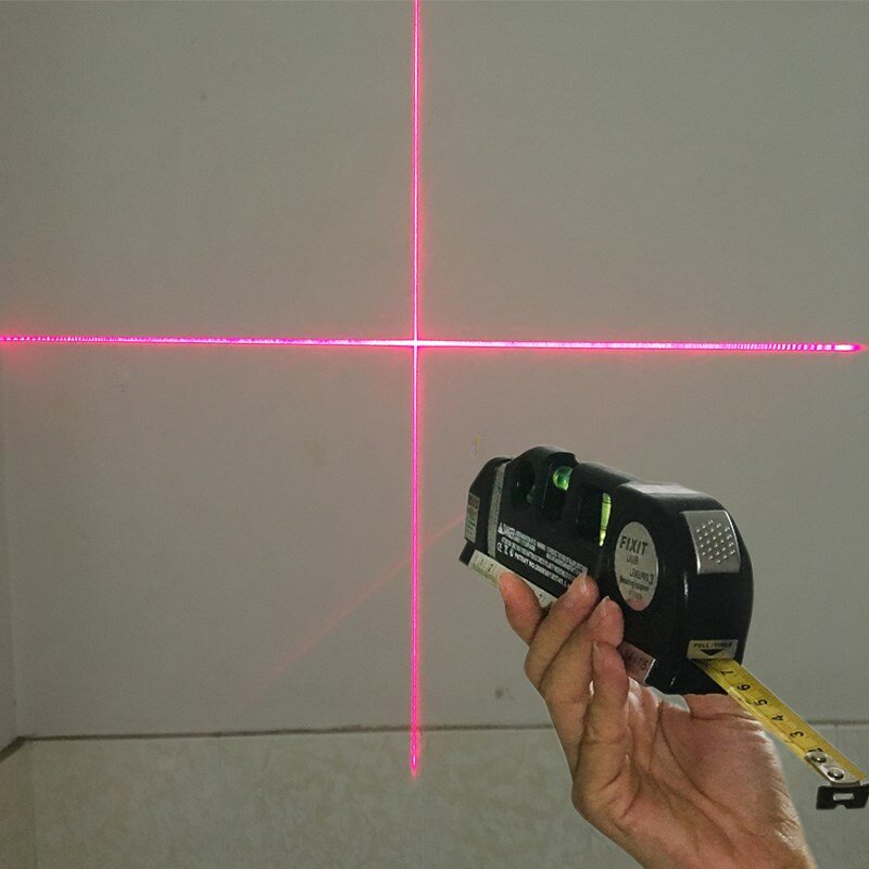 4 In 1 Akurat Serbaguna Laser Level Tuas dengan Tripod Cross Proyek Horisontal Vertikal Laser Sinar Cahaya Mengukur Tape