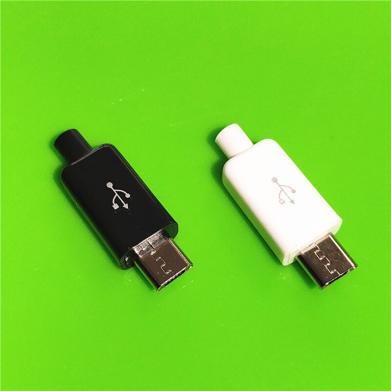 10 قطعة/الوحدة مايكرو USB 4Pin ذكر موصل التوصيل أسود/أبيض لحام البيانات وتغ خط واجهة لتقوم بها بنفسك كابل البيانات الملحقات