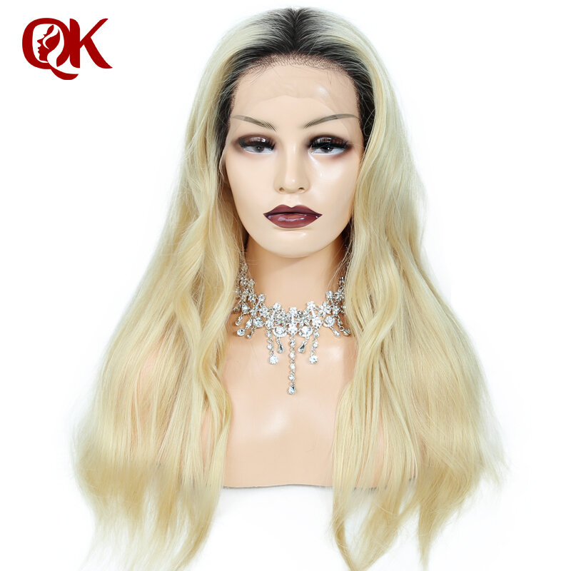QueenKing hair 13x4 Lace Front Wig 150% Density Ombre 1B 613 Blonde Silky Straight Preplucked Hairline 100% Brazilian Human Hair