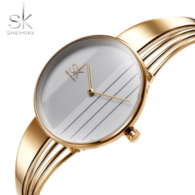 Shengke moda pozłacane kobiety zegarki urok luksusowe panie zegarek bransoletka kwarcowy Saat Montre Femme Relogio Feminino