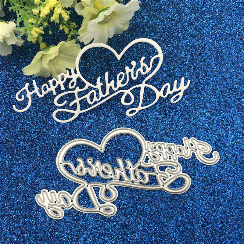 Metal CuttingDies Happy Father Day Greeting Stencils for DIY Scrapbooking DIY Paper Cards Photo Album Decorative