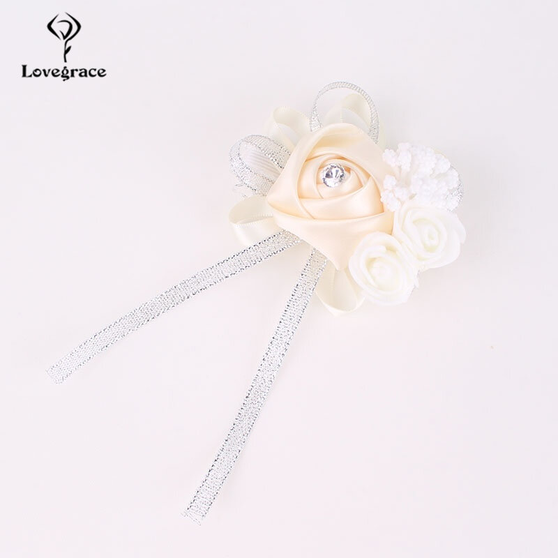Lovegrace-pulsera de ramillete de muñeca para dama de honor, flores de mano, suministros de accesorios de boda, fiesta nupcial, graduación, 3 pulgadas de diámetro