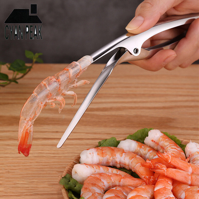 Descascador de camarão utensílios de cozinha portátil de aço inoxidável camarão deveiner lagosta prático suprimentos de cozinha ferramentas de faca de pesca