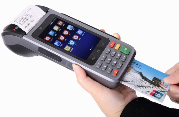 android mobile rugged pda pos terminal NFC/IC card reader barcode scanner with built-in receipt printer RFID Reader