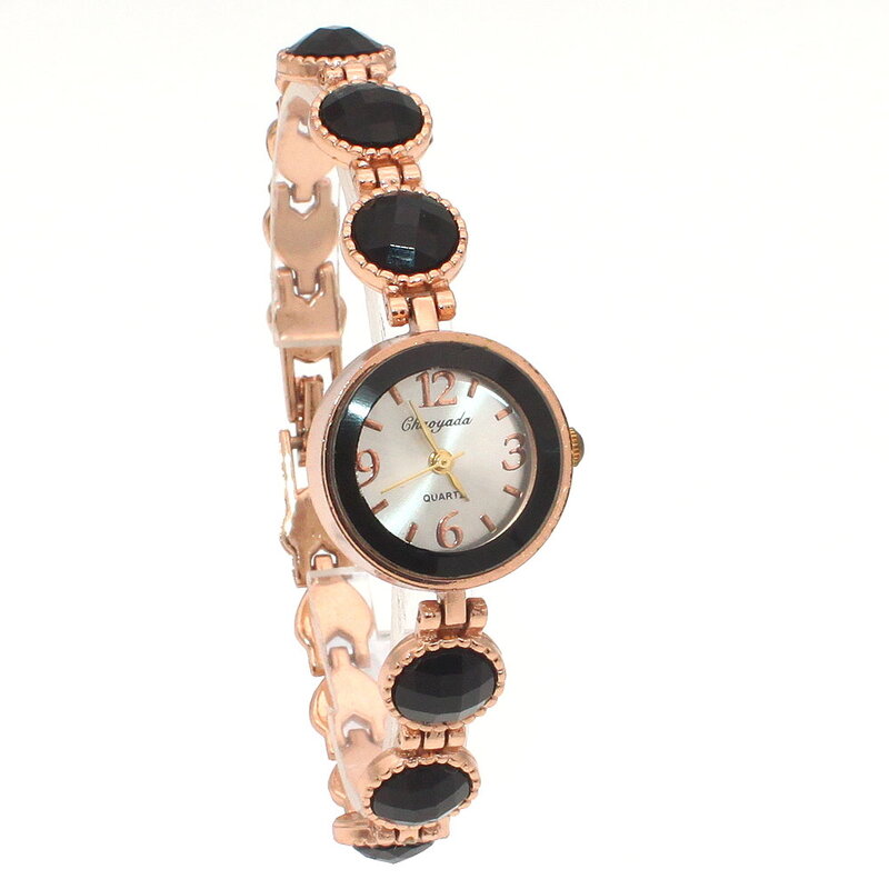 Часы наручные женские с кристаллами, роскошные элегантные модные брендовые, с черными камнями, из нержавеющей стали, O72