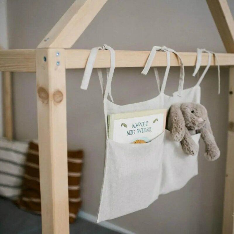 Bolsa de almacenamiento colgante para cama de bebé, organizador de cuna de algodón, 60x50cm, bolsillo para pañales de juguete, juego de cama para cuna