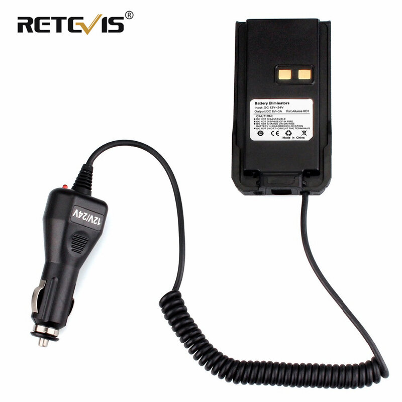 Black Car Charger Battery Eliminator 12V-24V per Ailunce HD1/Retevis RT29 Dual Band DMR Prosciutto radio Ricetrasmettitore Walkie Talkie