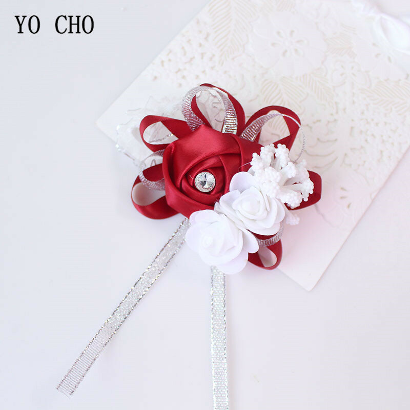 YO CHO-سوار المعصم لوصيفات العروس ، ورود من الحرير الأبيض ، إكسسوارات الزفاف