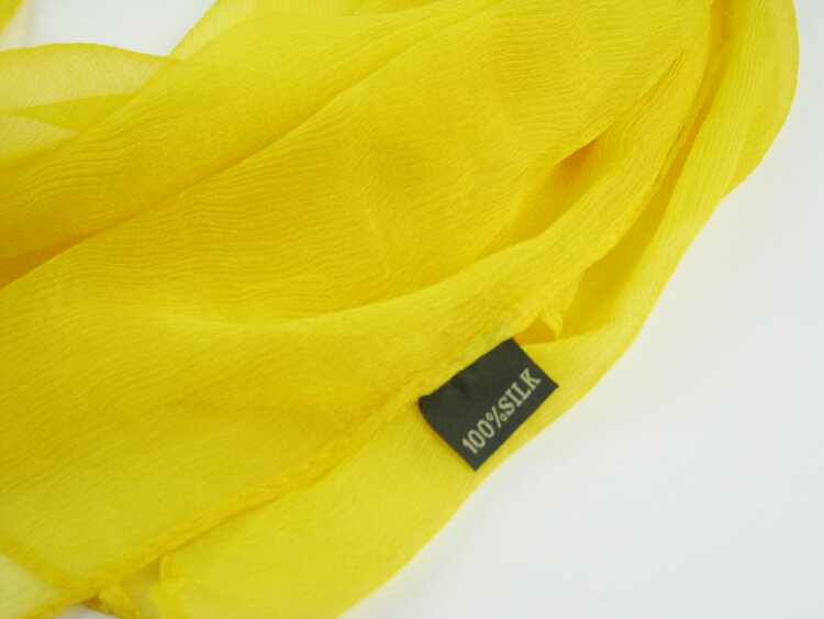 Georgette-bufanda larga de seda 100% para mujer, bufanda de gasa de Color liso de gran tamaño, Color amarillo brillante, 110cm x 180cm