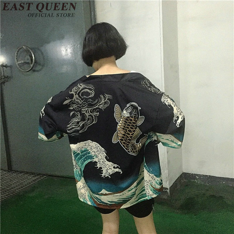 Kimono japonés para mujer, cárdigan, camisa de cosplay, blusa, yukata japonesa, kimono de playa, NN0191, 2019
