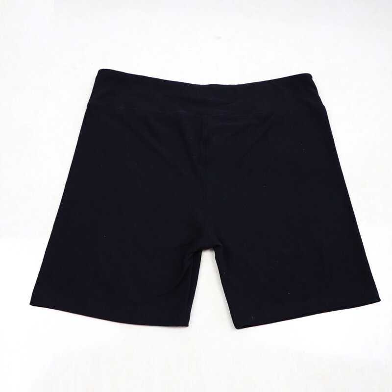 LETSFIND-mallas cortas de cintura alta para mujer, pantalones cortos de color negro liso, elásticos, suaves y cómodos