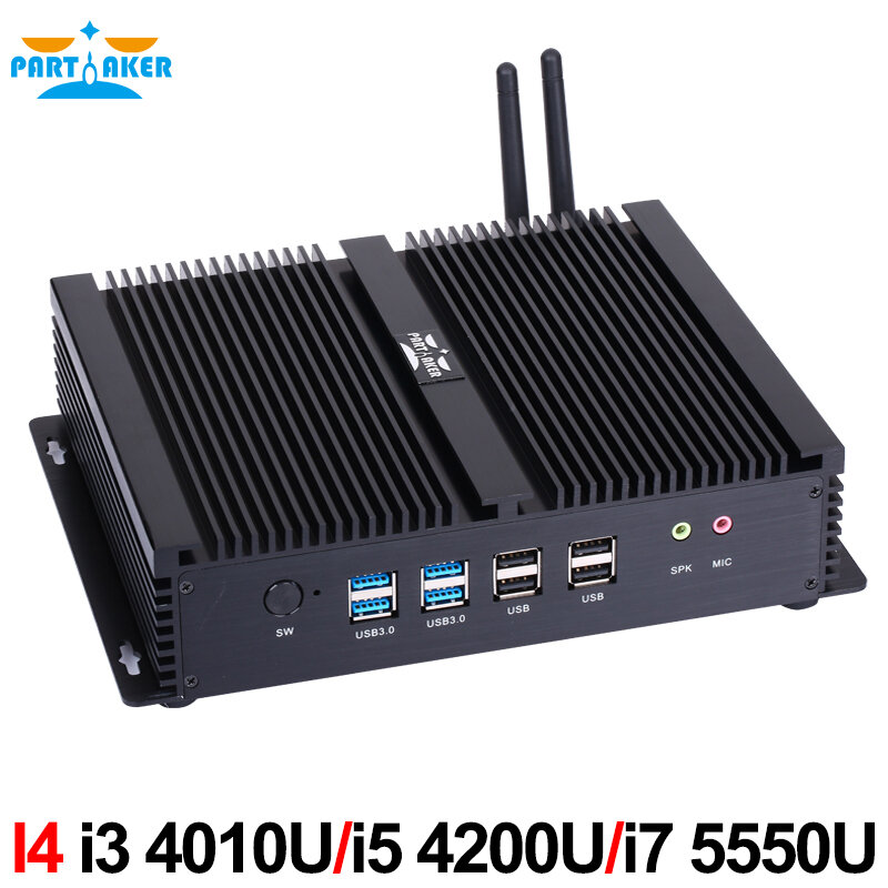 6 RS232 COM Port Dual HDMI Industri 2 Ethernet Mini PC dengan Intel I3 4005u 4010u I5 4200U I7 4510u prosesor