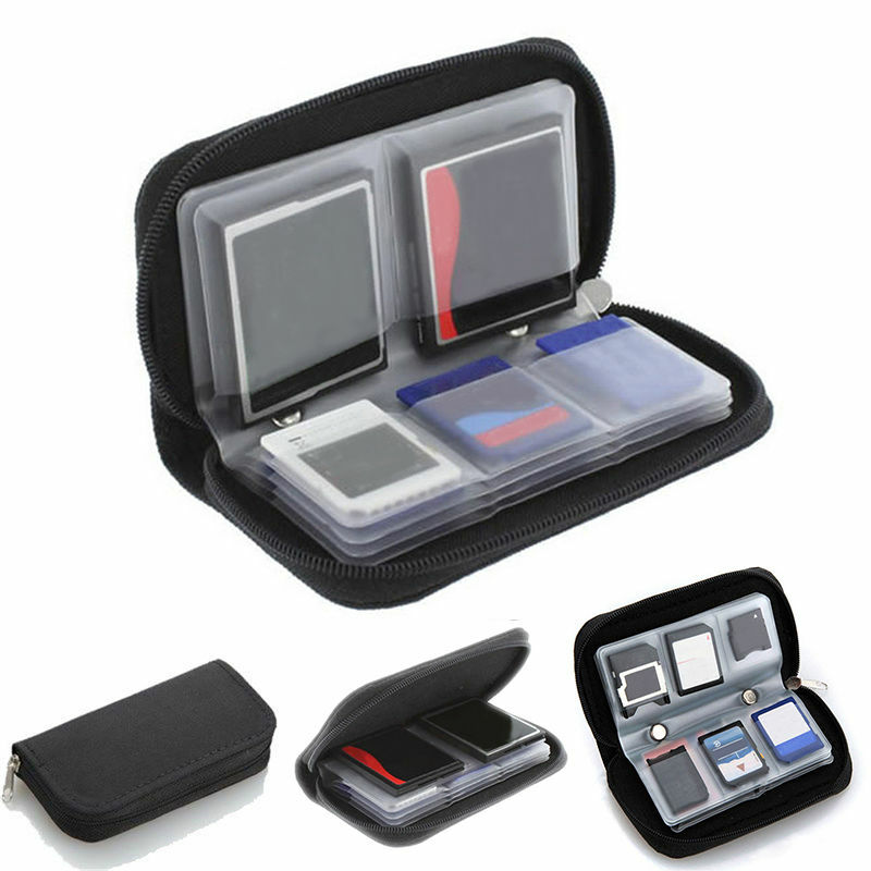 1PC Micro SD XD Card Case Protector Holder portafoglio nero 22 SDHC MMC CF Micro SD Memory Card Storage custodia con cerniera