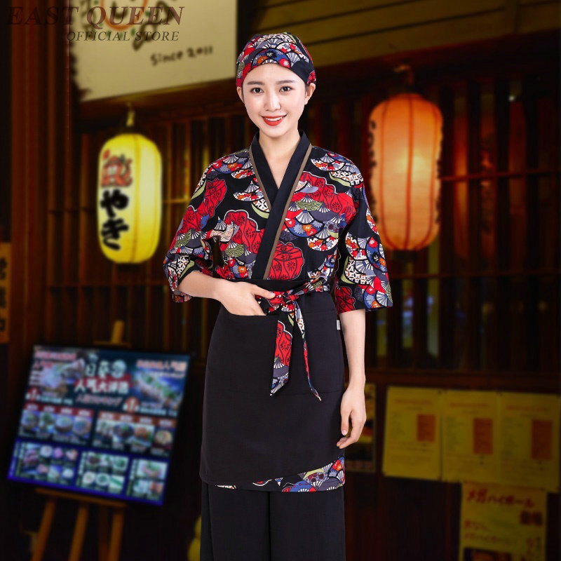 ซูชิ chef uniform อุปกรณ์เสริมร้านอาหารญี่ปุ่นเครื่องแบบ supply อาหารบริการ waiter waitress Catering เสื้อผ้า DD1016 Y