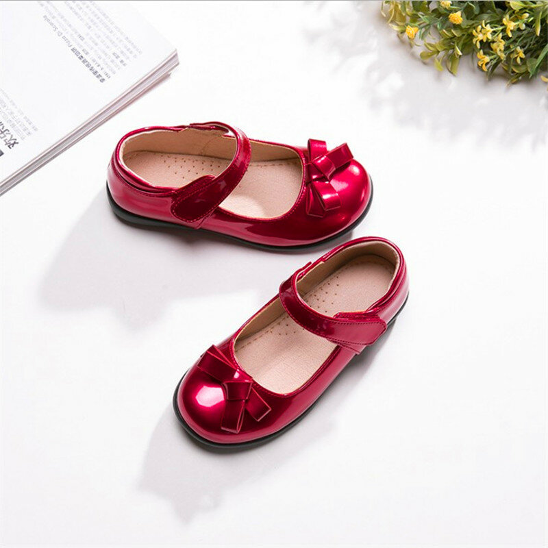 Fiesta niñas zapatos nuevos 2019 bebé niños niñas princesa charol rojo zapatos primavera otoño tamaño 26 ~ 39 más de 3 años