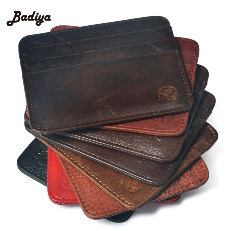 Mini portefeuilles en cuir véritable pour hommes, 12 couleurs, porte-carte, nouveauté 6 fentes, porte-cartes en cuir