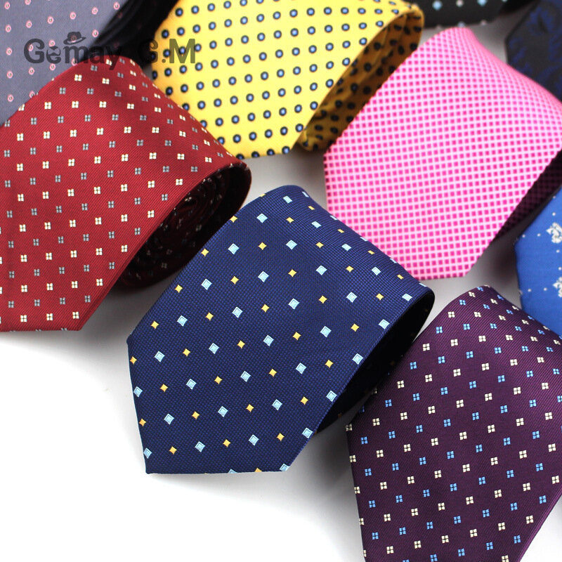 Klasyczne męskie krawaty dla biznesu formalne krawat ślubny dla mężczyzn 8cm paski kropki krawat modne garnitury krawat żakardowy krawat