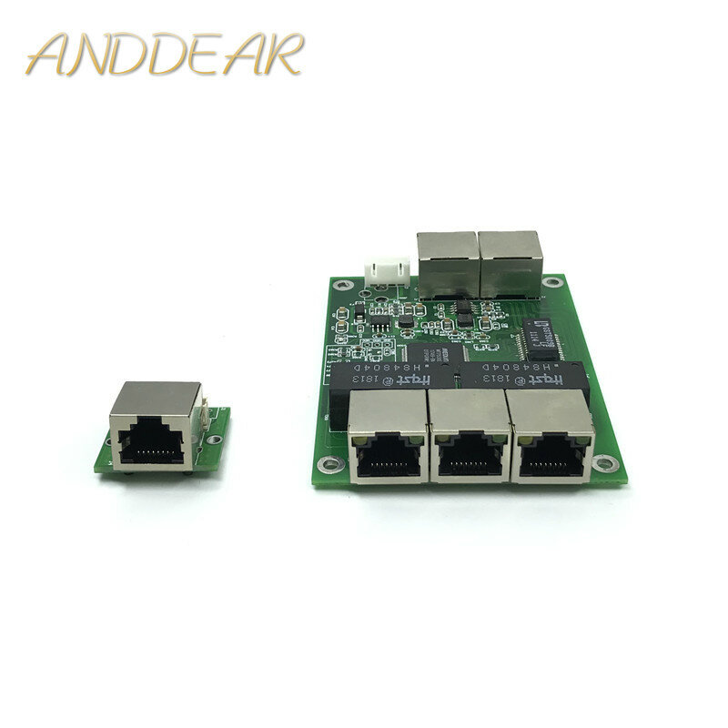 El módulo de interruptor Gigabit de 5 puertos es ampliamente utilizado en la línea LED de 5 puertos 10/100/1000 m puerto de contacto mini Módulo de interruptor placa base PCBA