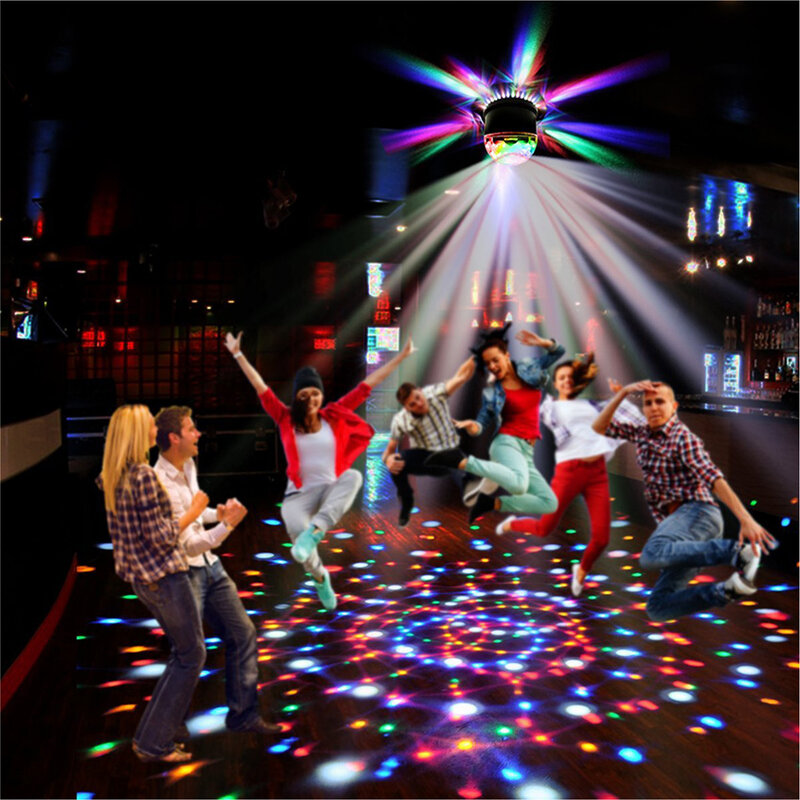 Mini RGB 5W kryształowa magiczna kula Led lampa sceniczna dźwięk aktywny Auto DJ KTV Disco Laser efekt sceniczny światło Party Christmas Lights