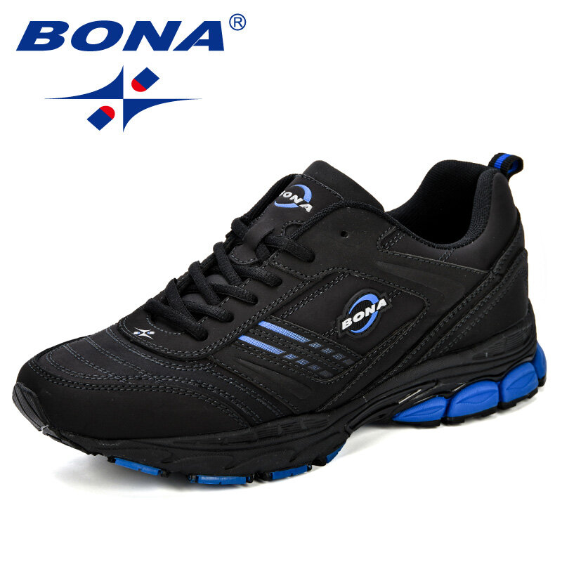 BONA-Zapatillas deportivas de cuero partido para hombre, zapatos informales, Calzado cómodo de talla grande, a la moda, nuevo diseño